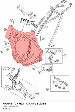 Diagram preview: FRAME ''777N3'' ORANGE     2015 (7770300120004)