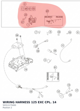 Diagram preview: WIRING HARNESS 125 EXC CPL. 14 (50311175000)