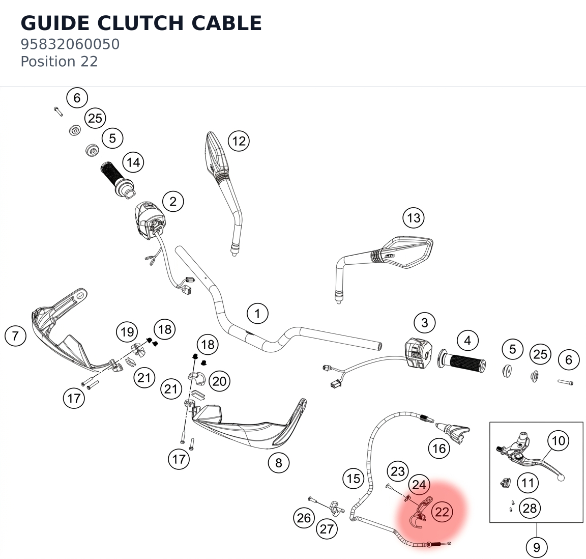 Diagram preview: GUIDE CLUTCH CABLE (95832060050)