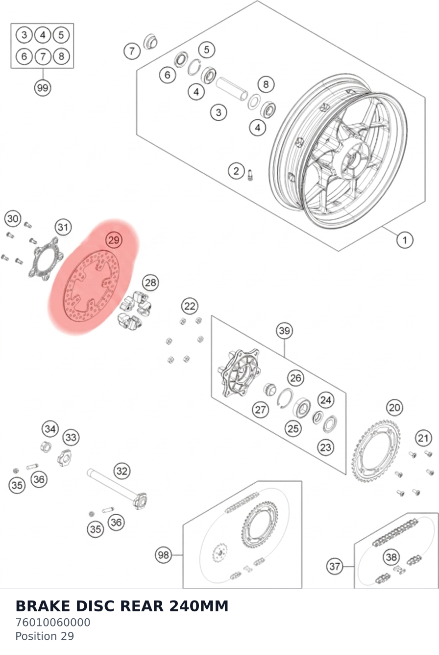 Diagram preview: BRAKE DISC REAR 240MM (76010060000)