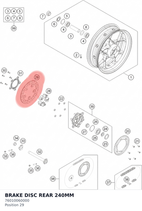Diagram preview: BRAKE DISC REAR 240MM (76010060000)