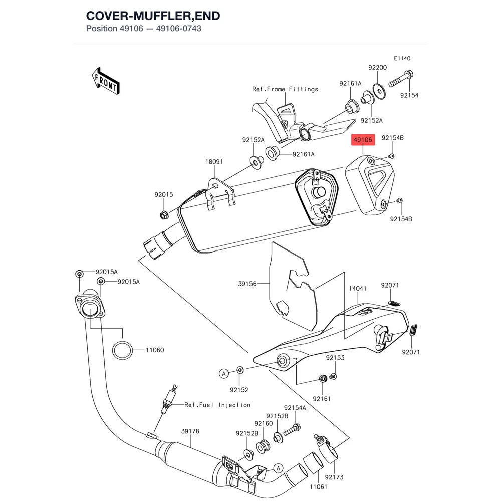 Kawasaki OEM – COVER-MUFFLER,END product image