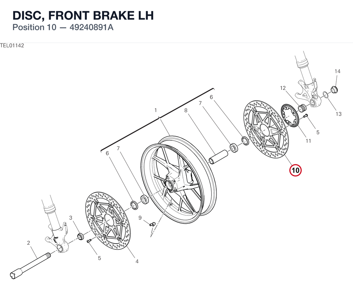 DISC, FRONT BRAKE LH 49240891A diagram position