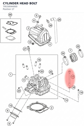 Diagram preview: CYLINDER HEAD BOLT (79530044000)