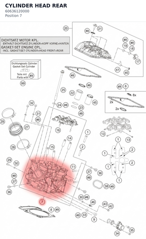 Diagram preview: CYLINDER HEAD REAR (60636120000)
