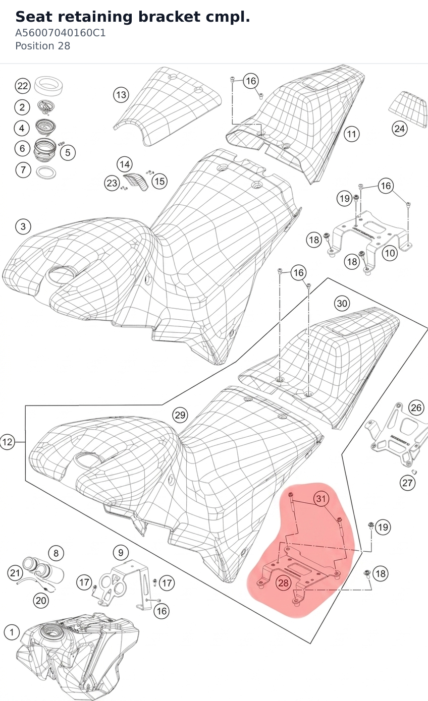 Diagram preview: Seat retaining bracket cmpl. (A56007040160C1)