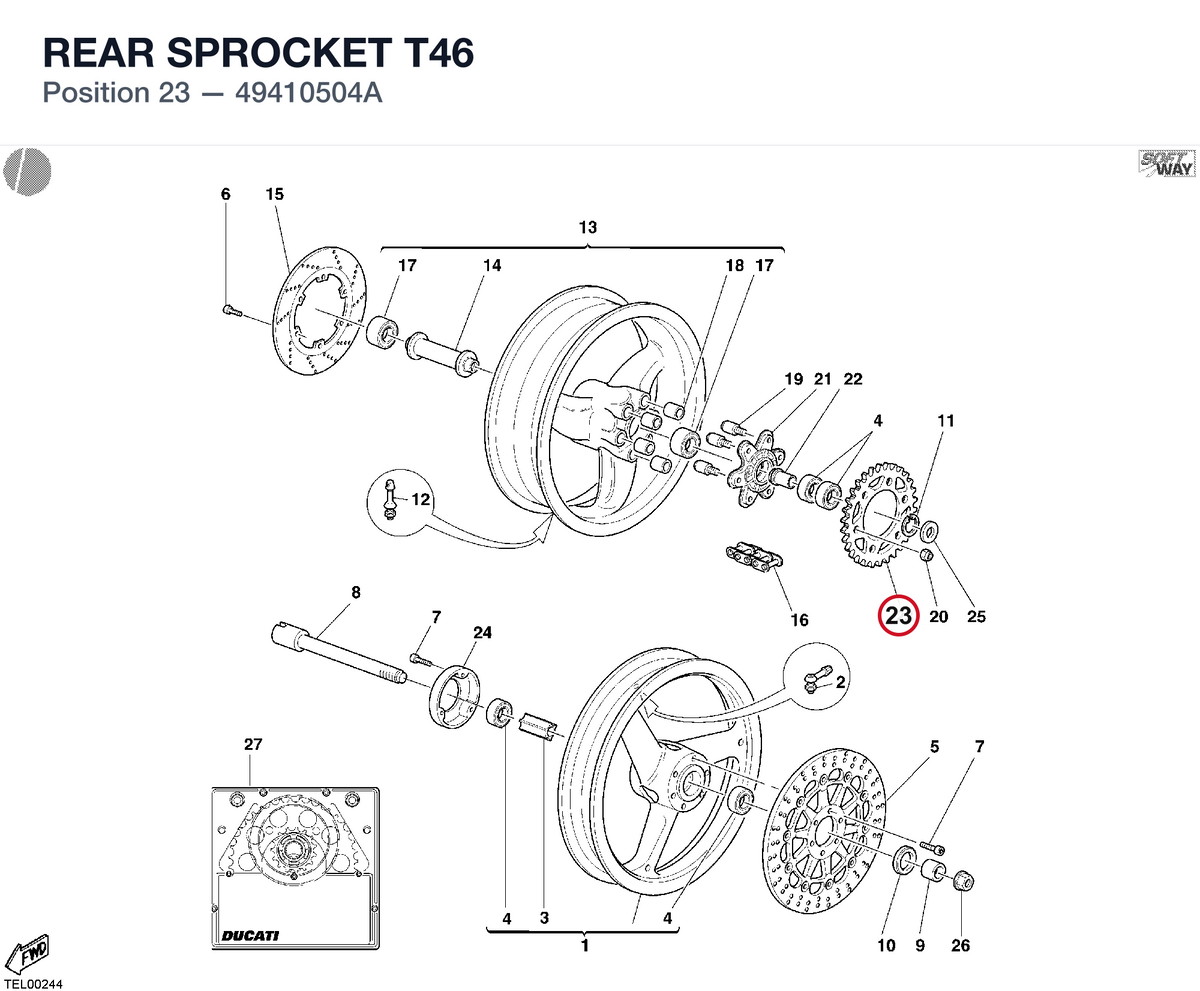 REAR SPROCKET T46 49410504A diagram position