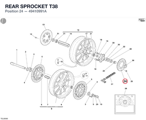 REAR SPROCKET T38 49410991A diagram position