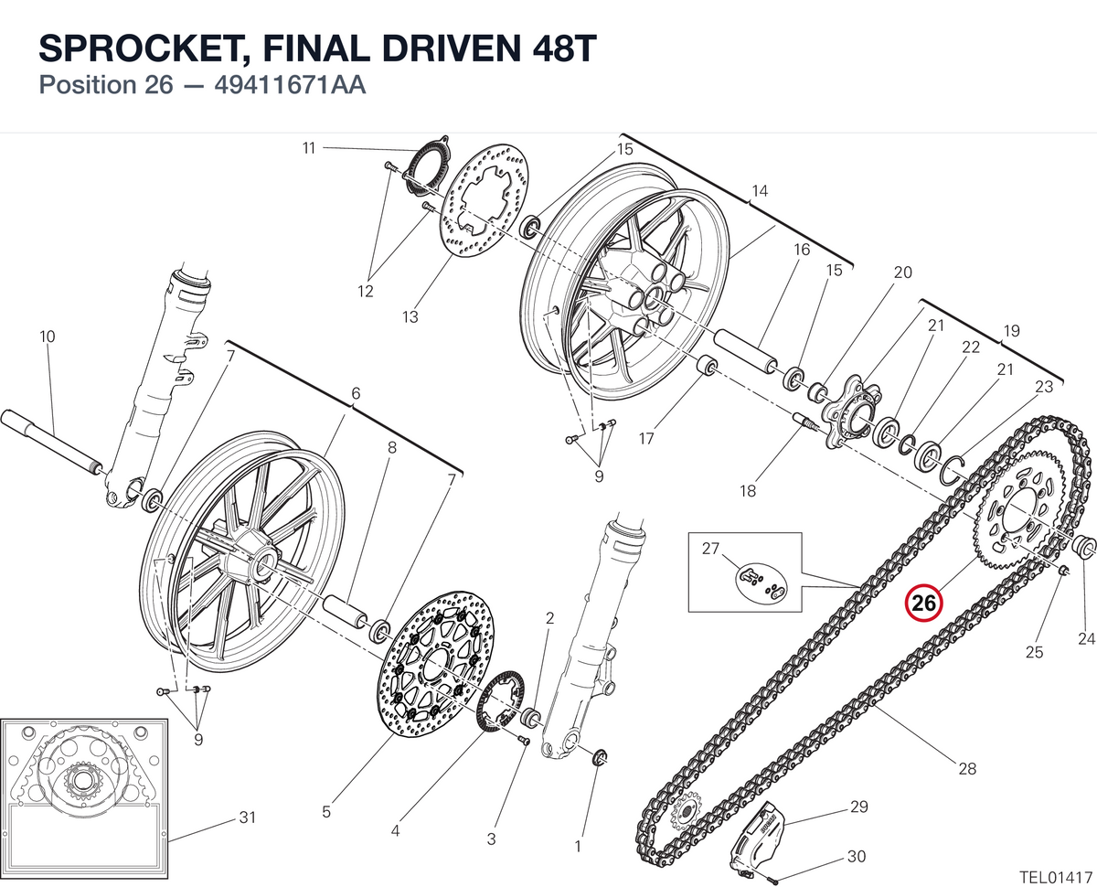 SPROCKET, FINAL DRIVEN 48T 49411671AA diagram position
