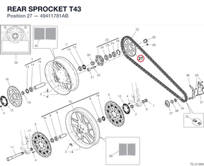 REAR SPROCKET T43 49411781AB diagram position