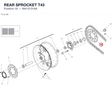 REAR SPROCKET T43 49412131AA diagram position