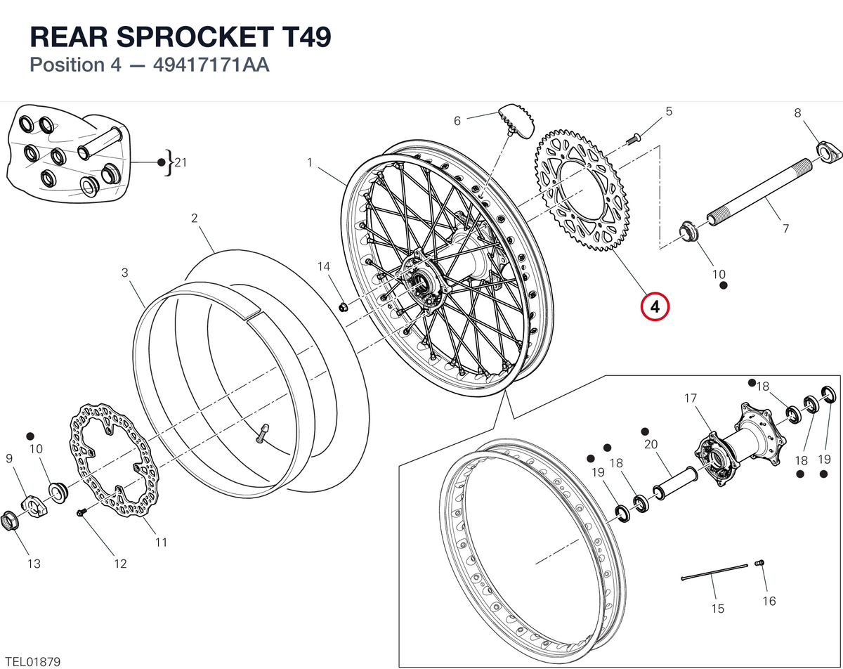 REAR SPROCKET T49 49417171AA diagram position