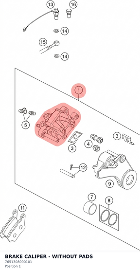 Diagram preview: BRAKE CALIPER -  WITHOUT PADS (7651308000101)