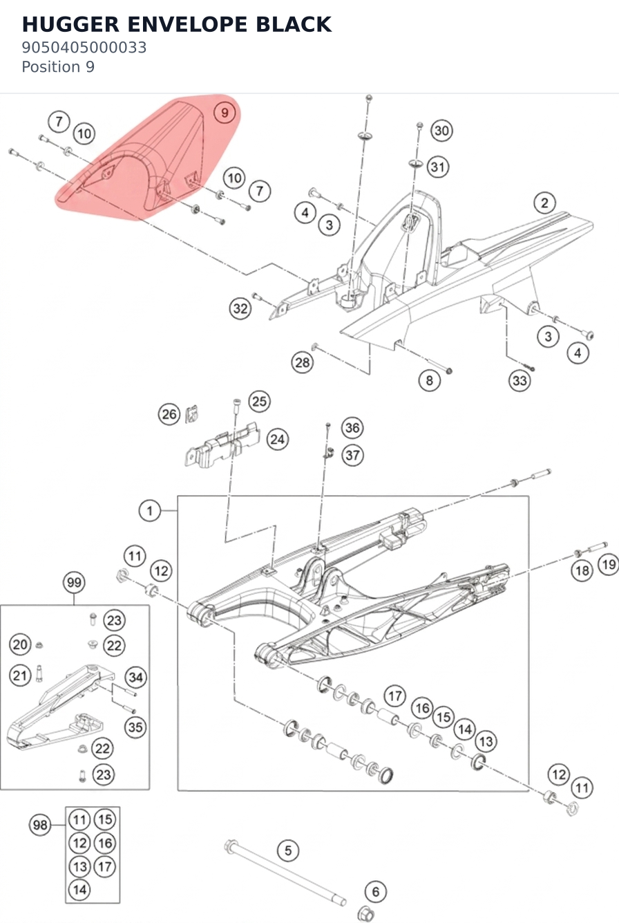 Diagram preview: HUGGER ENVELOPE BLACK (9050405000033)