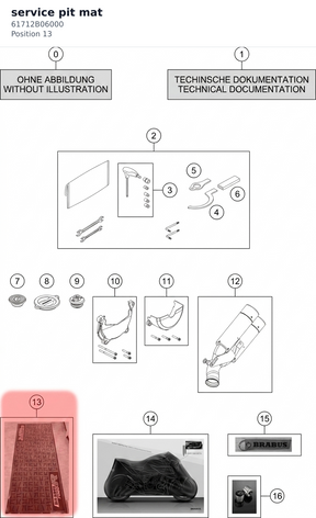 Diagram preview: service pit mat (61712B06000)