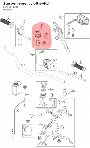 Diagram preview: Start-emergency off switch (61411174000)