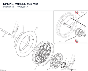 SPOKE, WHEEL 194 MM 49640081A diagram position