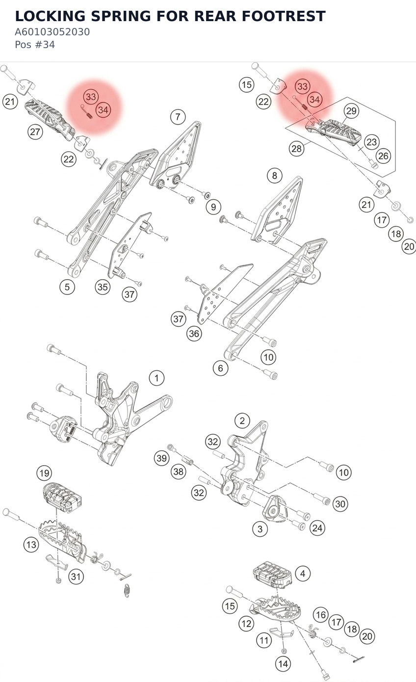 Diagram preview: LOCKING SPRING FOR REAR FOOTREST (A60103052030)