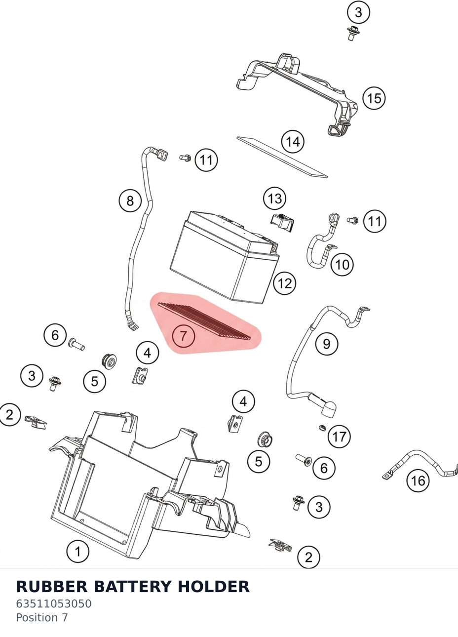 Diagram preview: RUBBER BATTERY HOLDER (63511053050)