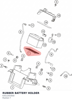 Diagram preview: RUBBER BATTERY HOLDER (63511053050)