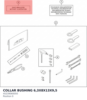 Diagram preview: COLLAR BUSHING 6,3X8X13X9,5 (45239060050)