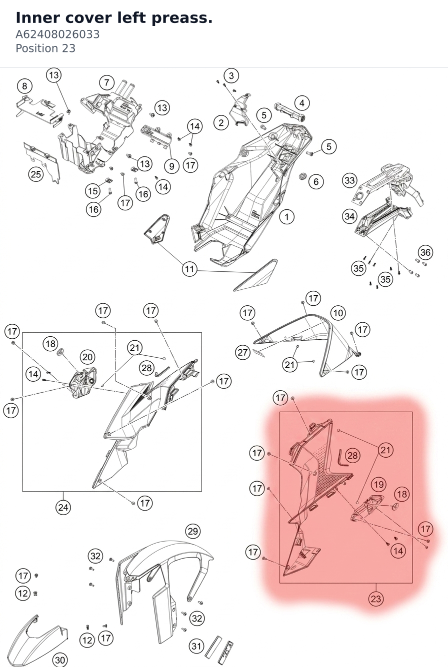 Diagram preview: Inner cover left preass. (A62408026033)