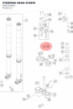 Diagram preview: STEERING HEAD SCREW (54801036000)