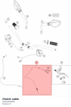 Diagram preview: Clutch cable (93002090000)