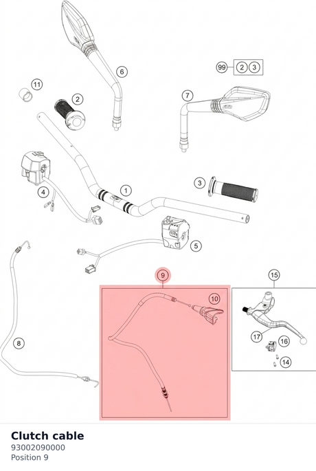 Diagram preview: Clutch cable (93002090000)