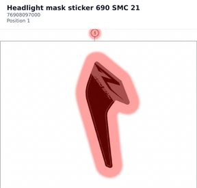 Diagram preview: Headlight mask sticker 690 SMC 21 (76908097000)