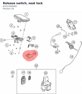 Diagram preview: Release switch, seat lock (61911069000)