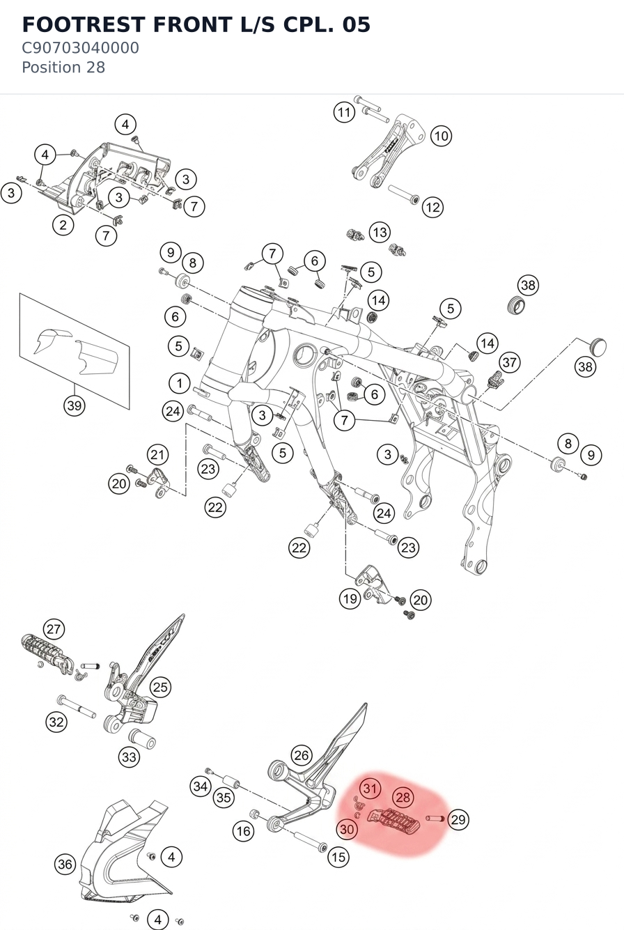 Diagram preview: FOOTREST FRONT L/S CPL.   05 (C90703040000)
