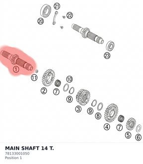 Diagram preview: MAIN SHAFT 14 T. (78133001050)