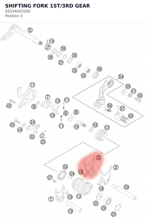 Diagram preview: SHIFTING FORK 1ST/3RD GEAR (50334003200)