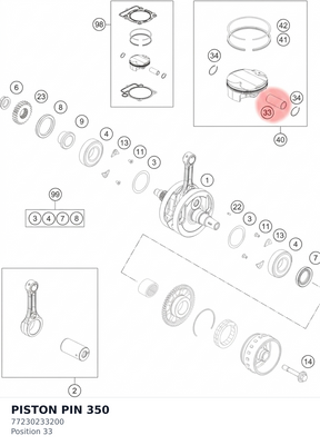 Diagram preview: PISTON PIN 350 (77230233200)