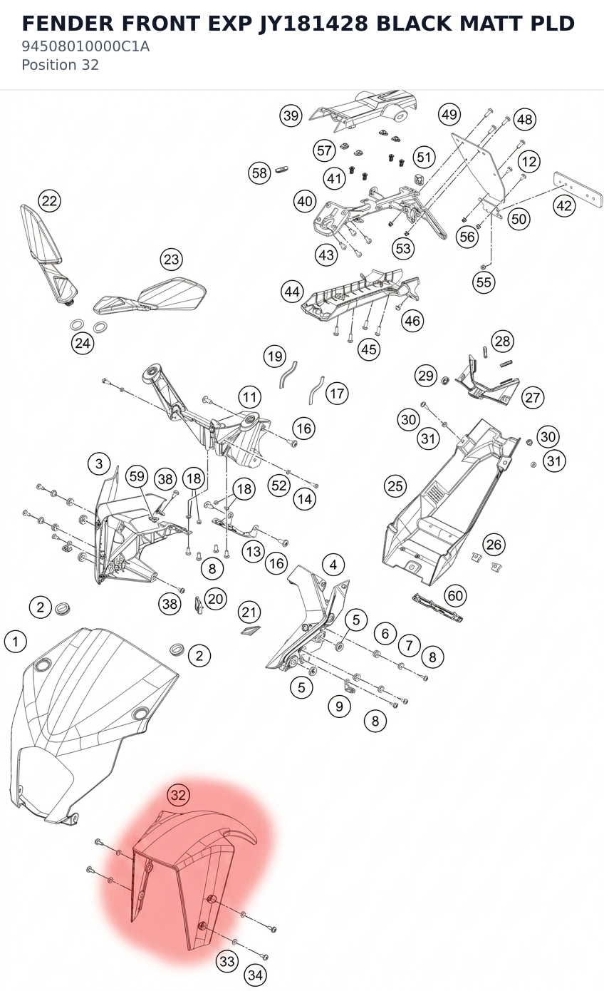 Diagram preview: FENDER FRONT EXP JY181428 BLACK MATT PLD (94508010000C1A)