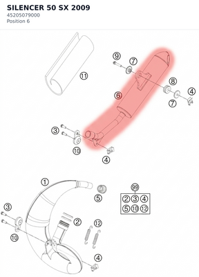 Diagram preview: SILENCER   50 SX          2009 (45205079000)