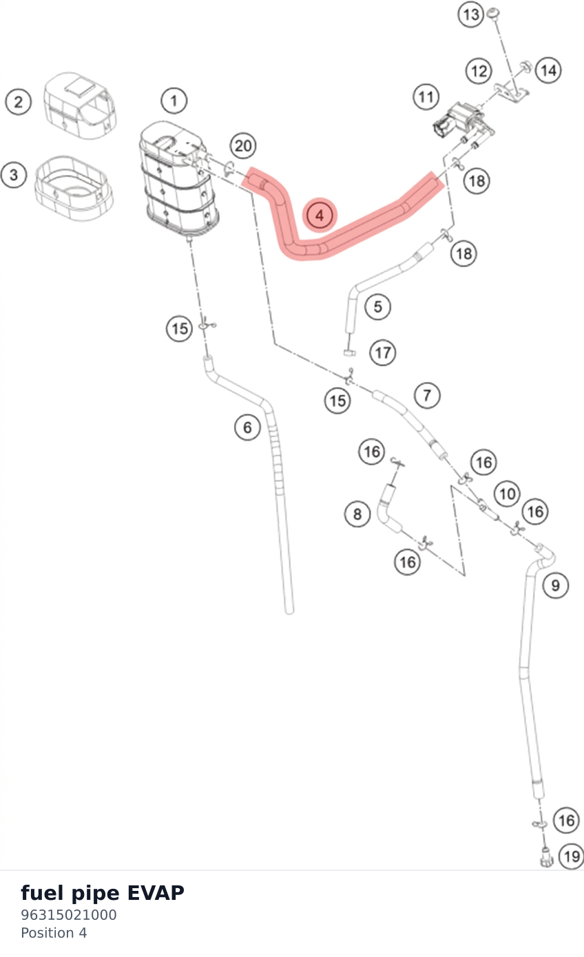 Diagram preview: fuel pipe EVAP (96315021000)