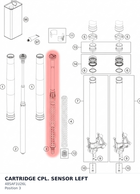 Diagram preview: CARTRIDGE CPL. SENSOR LEFT (48SAF1U26L)