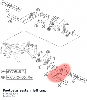 Diagram preview: Footpegs system left cmpl. (61703938044)