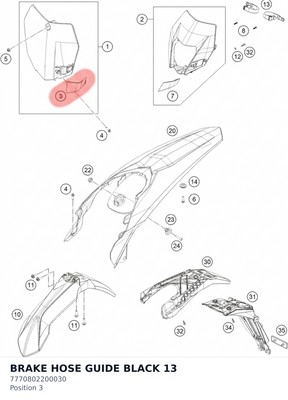 Diagram preview: BRAKE HOSE GUIDE BLACK      13 (7770802200030)