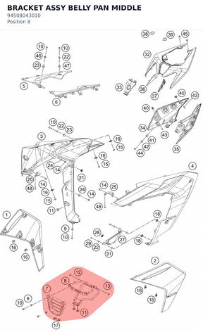 Diagram preview: BRACKET ASSY BELLY PAN MIDDLE (94508043010)