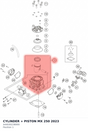 Diagram preview: CYLINDER + PISTON MX 250 2023 (A44030238000)