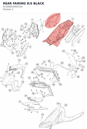 Diagram preview: REAR FAIRING R/S BLACK (61308042000CAA)
