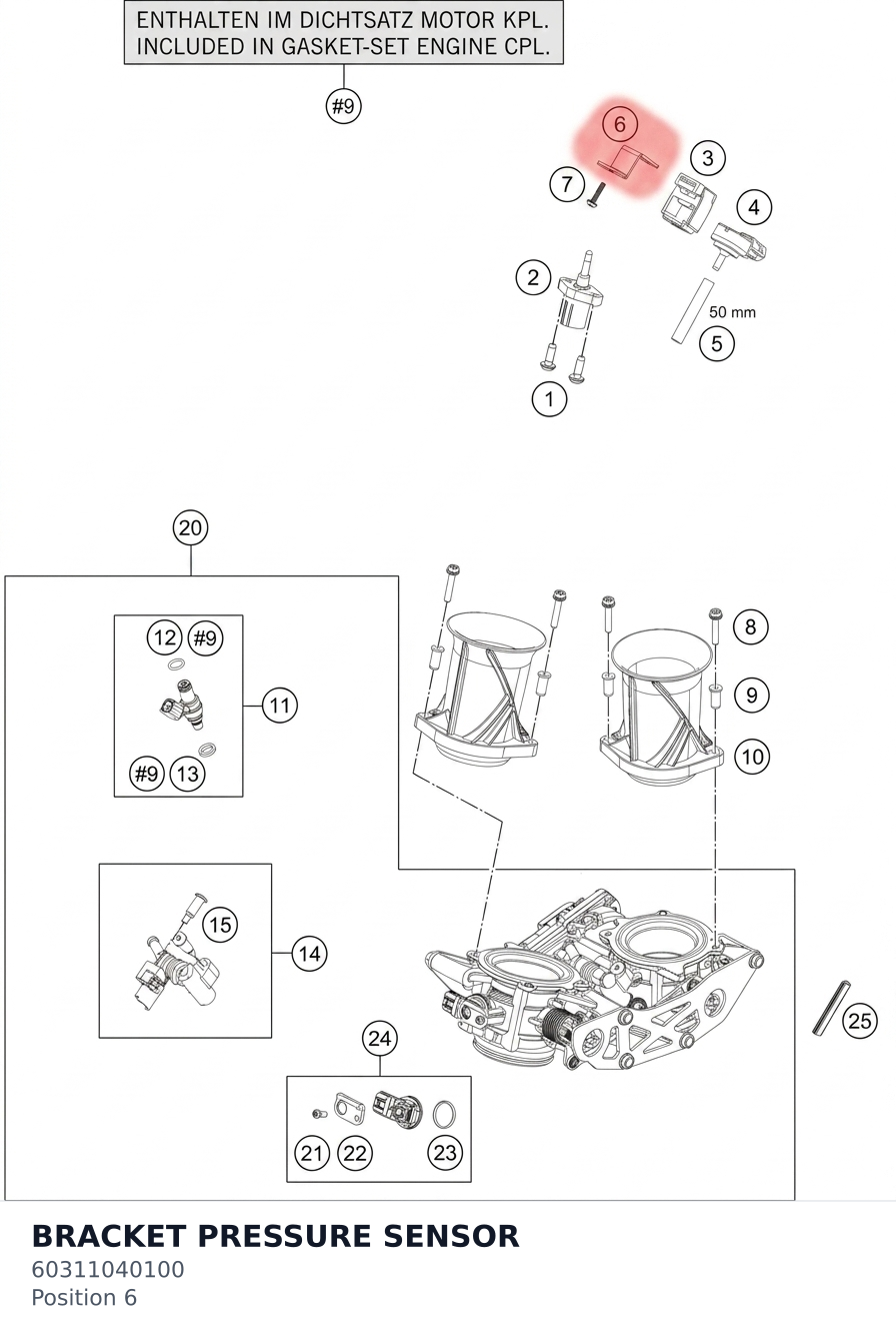 Diagram preview: BRACKET PRESSURE SENSOR (60311040100)