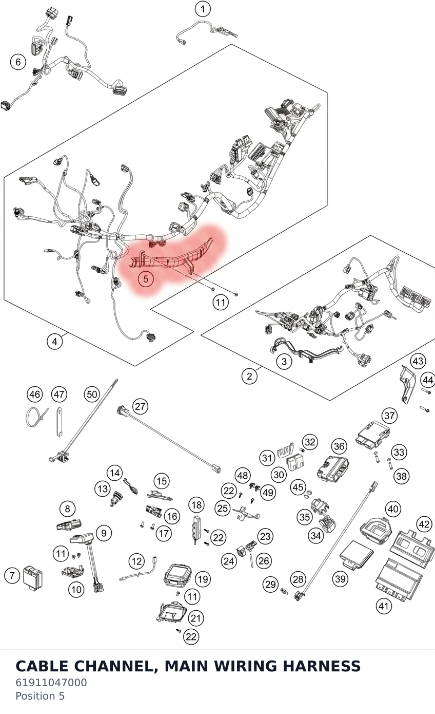 Diagram preview: CABLE CHANNEL, MAIN WIRING HARNESS (61911047000)