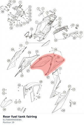 Diagram preview: Rear fuel tank fairing (61708049000EBA)
