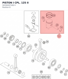 Diagram preview: PISTON I CPL. 125 II (50330207100 II)