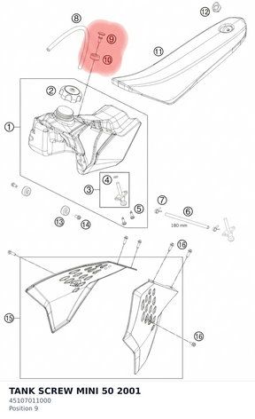 Diagram preview: TANK SCREW MINI 50        2001 (45107011000)