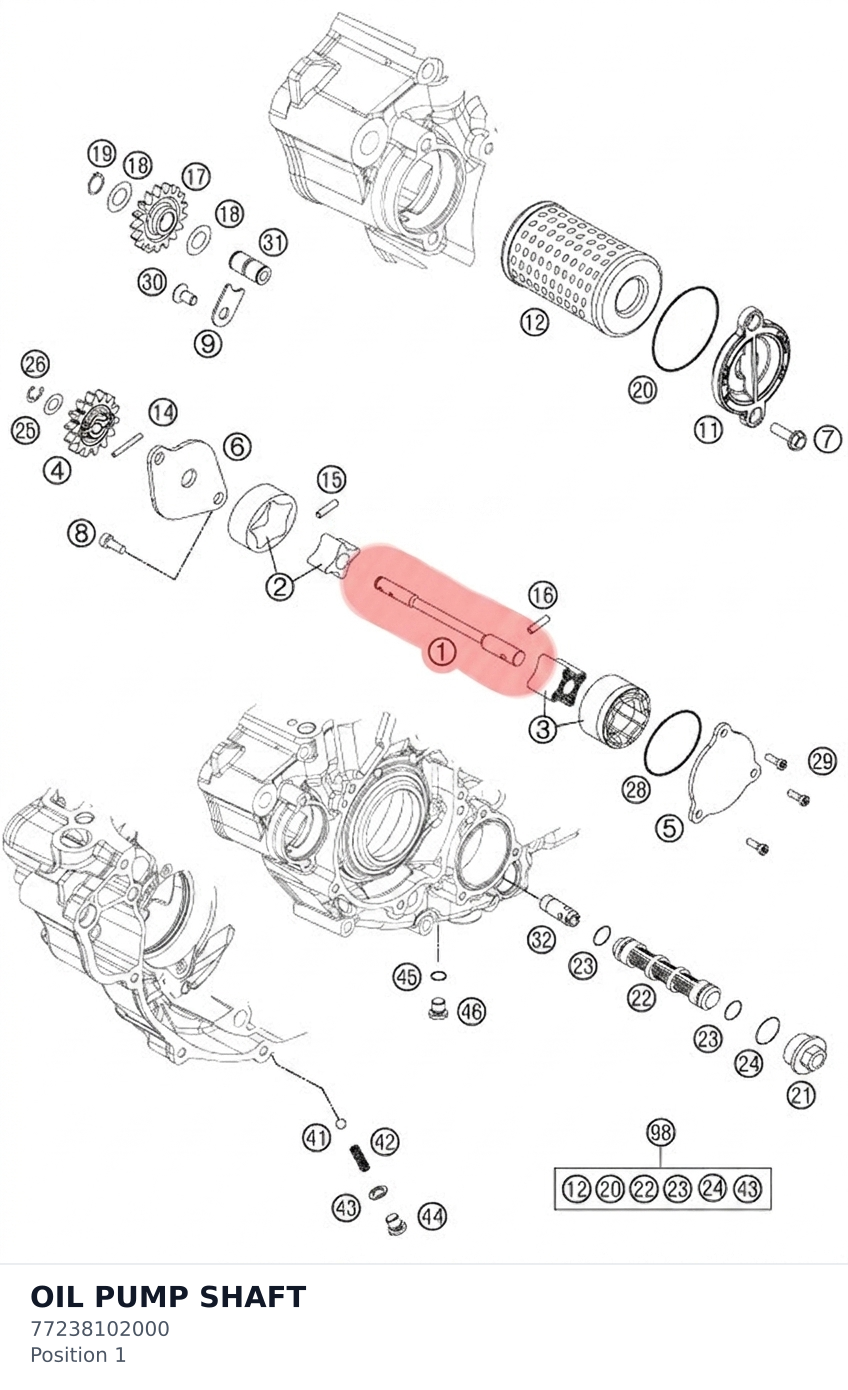 Diagram preview: OIL PUMP SHAFT (77238102000)